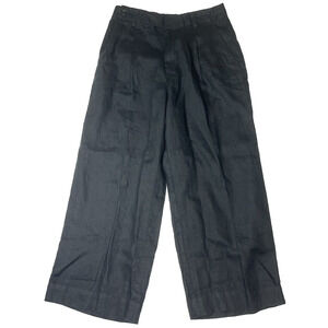 Madewell Harlow Wide Leg Pants in 100% Linen Womens 8 Petite Pleated Black